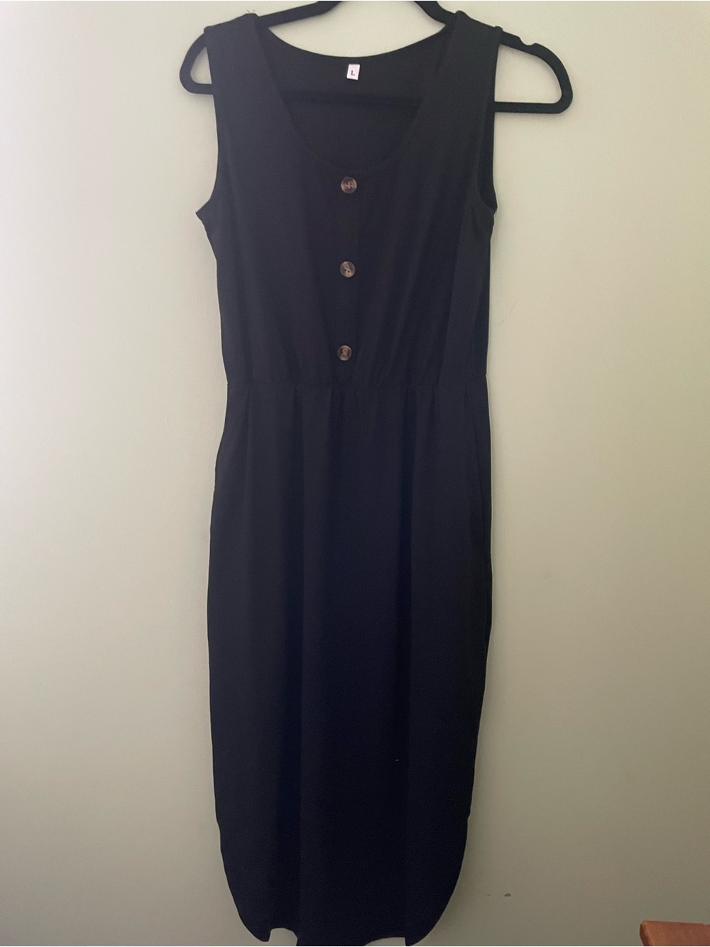 Sleeveless Navy and White Floral Midi Dress Size M-L